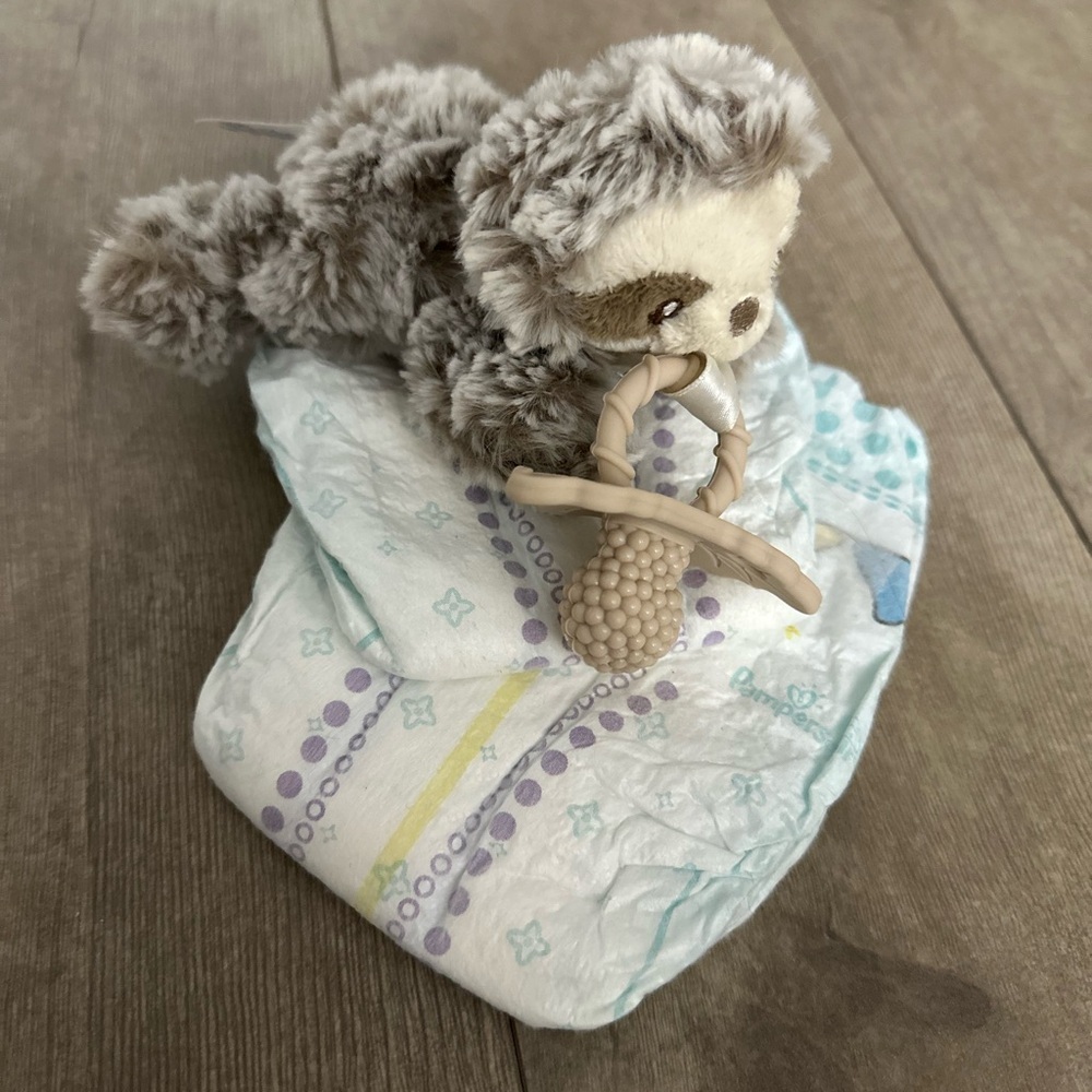 Elmo pamper diapers size 1 + RaZbuddy Pacifier Binki Holder Baby Sloth